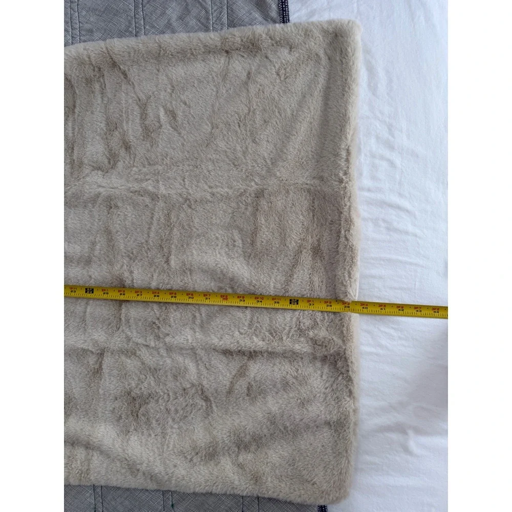 Pottery Barn Kids Faux Fur Baby Stroller Blanket Tan Beige Plush 40x26